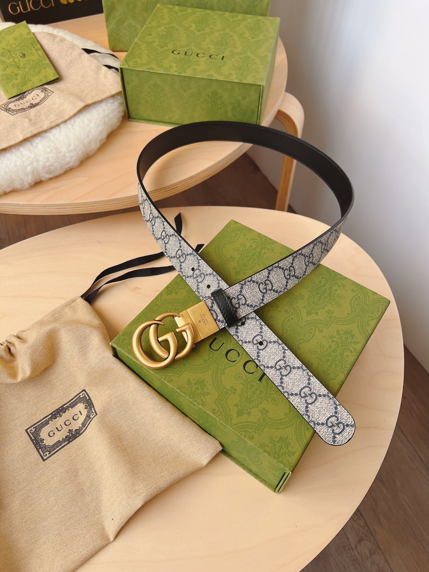 Gucci Top-to-Sale GG Supreme Canvas Belt with Double G Buckle - 图片 6