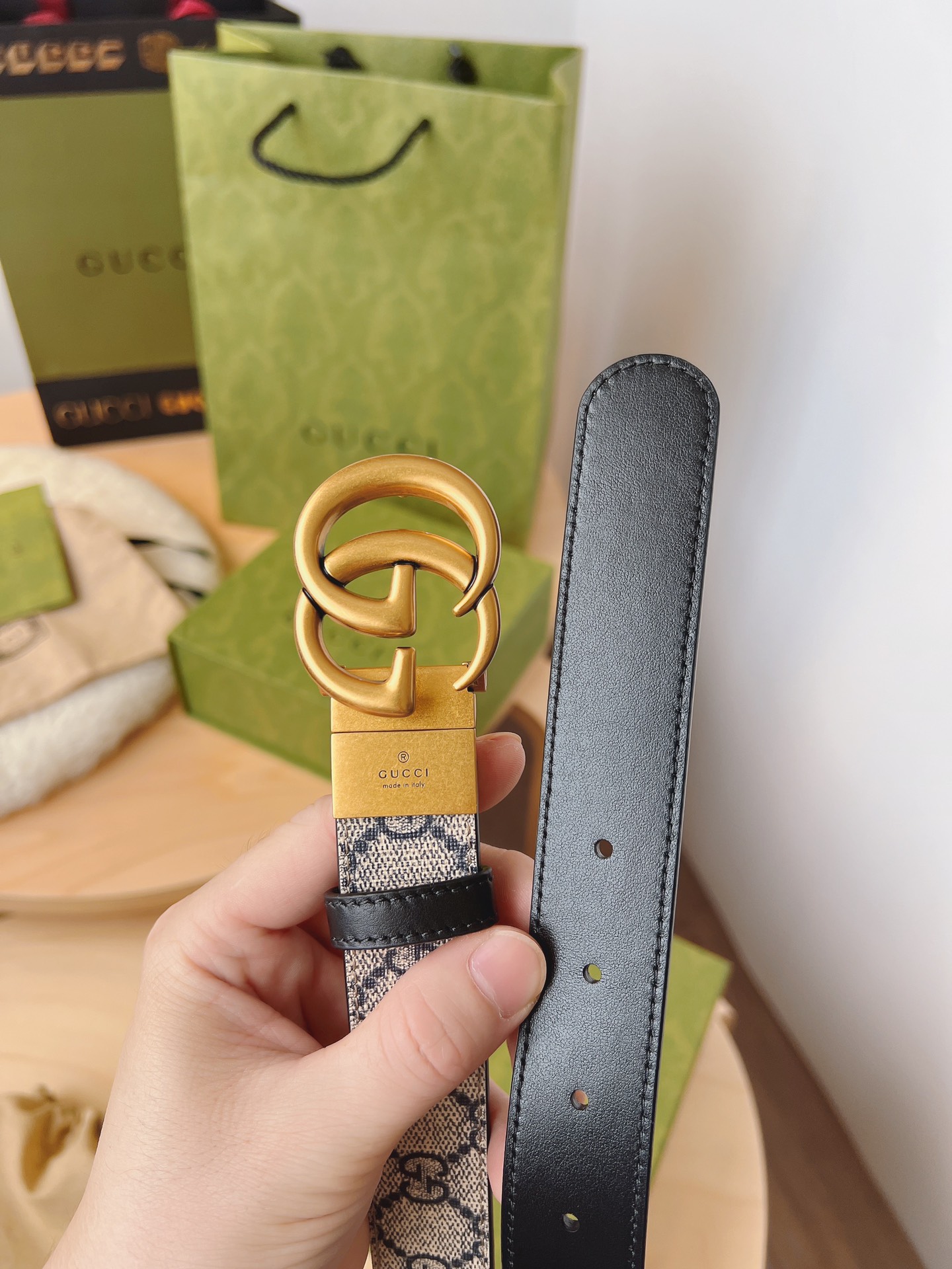 Gucci Top-to-Sale GG Supreme Canvas Belt with Double G Buckle - 图片 2