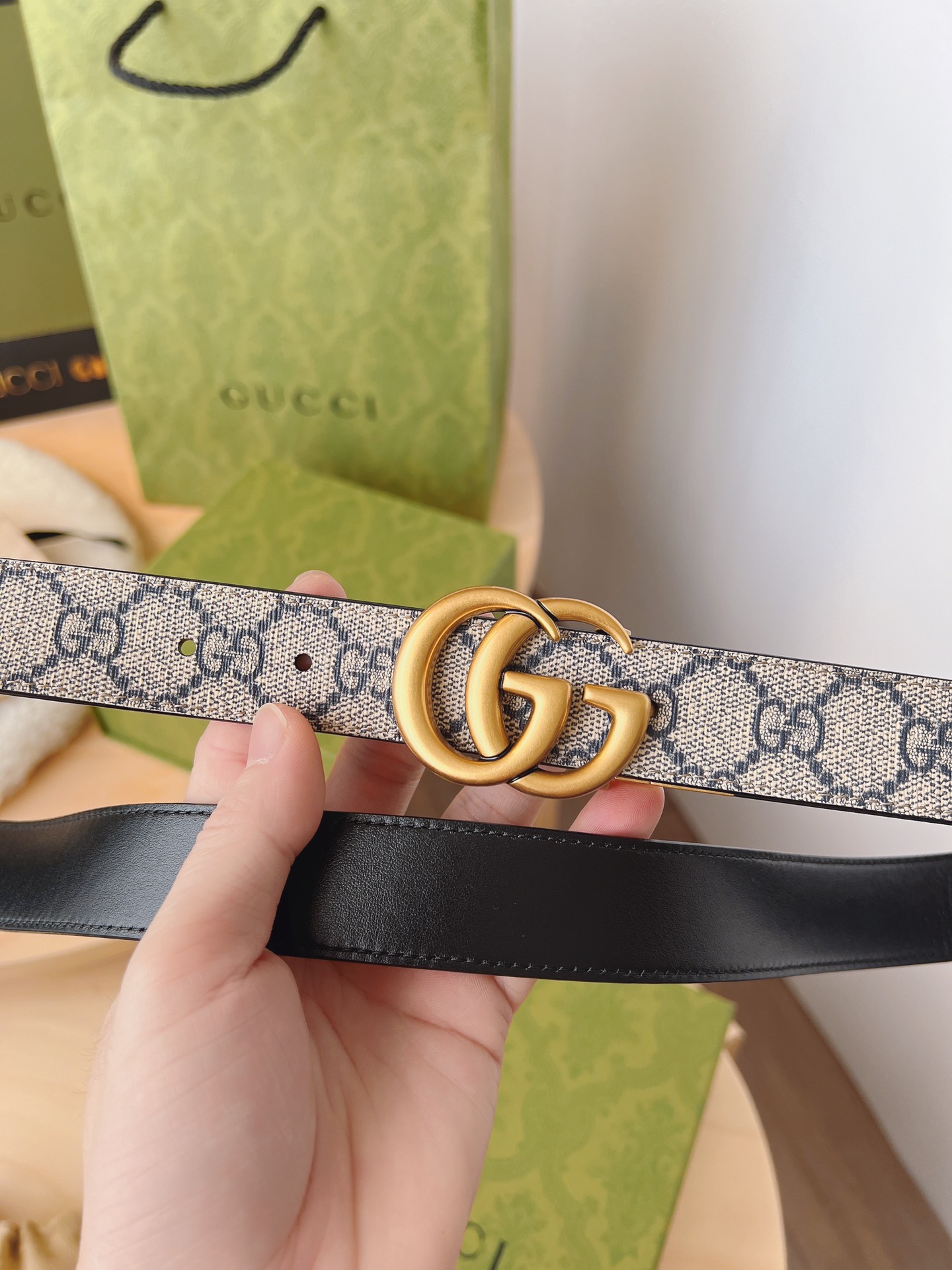 Gucci Top-to-Sale GG Supreme Canvas Belt with Double G Buckle - 图片 4