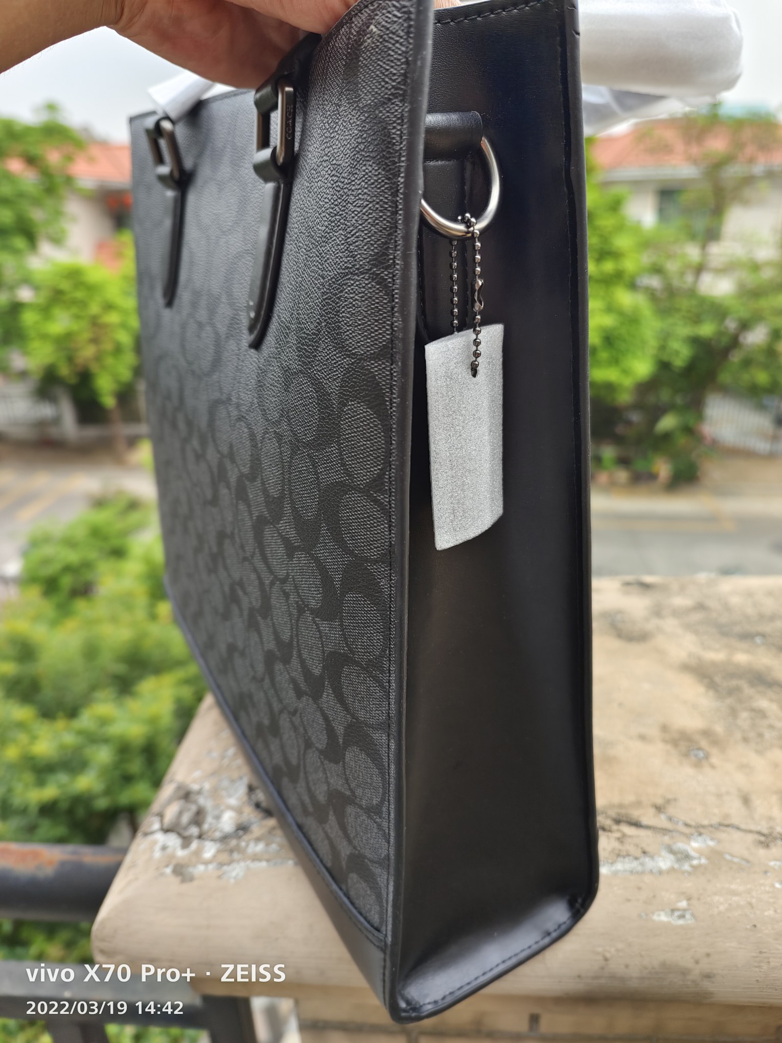 Coach 新款男包VARSITY条纹GRAHAM托特包黑色c3232单肩斜挎手提公文包6707卡其，尺寸35.37.8