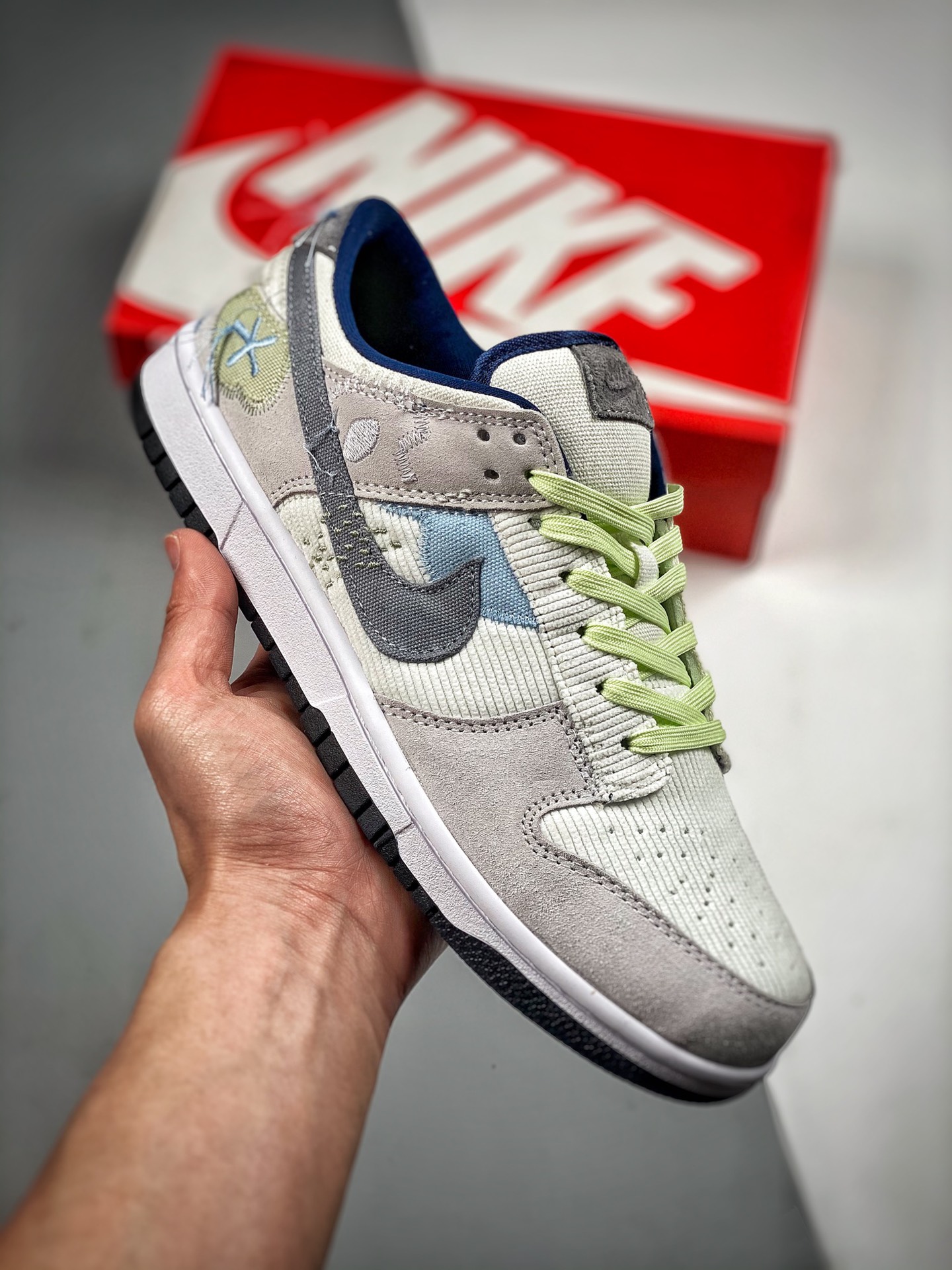 Nk Dunk SB Low gris azulado, pana, producción original pura de fábrica grande, fotos reales de estreno, material de pri…