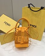 Fendi Mon Tresor Top
 Bucket Bags Orange Calfskin Cowhide Gauze