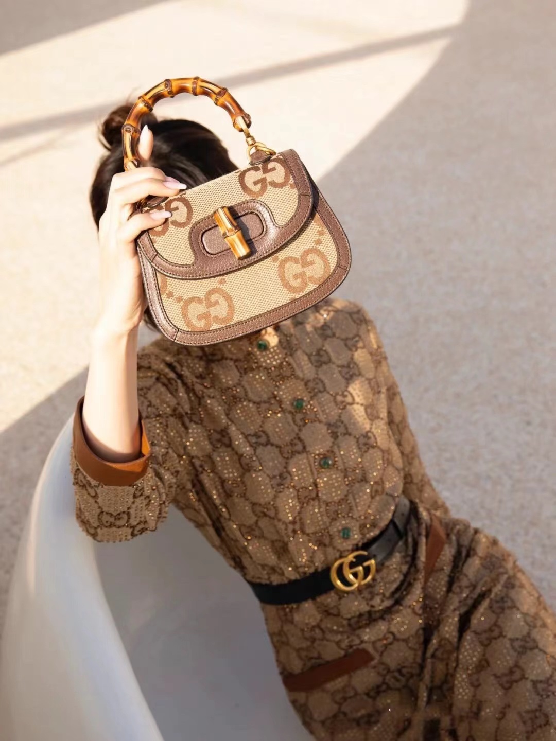 [Italian original leather accessories equipped with full set of packaging at the counter]The bamboo knot symbolizes Guccis endless design heritag