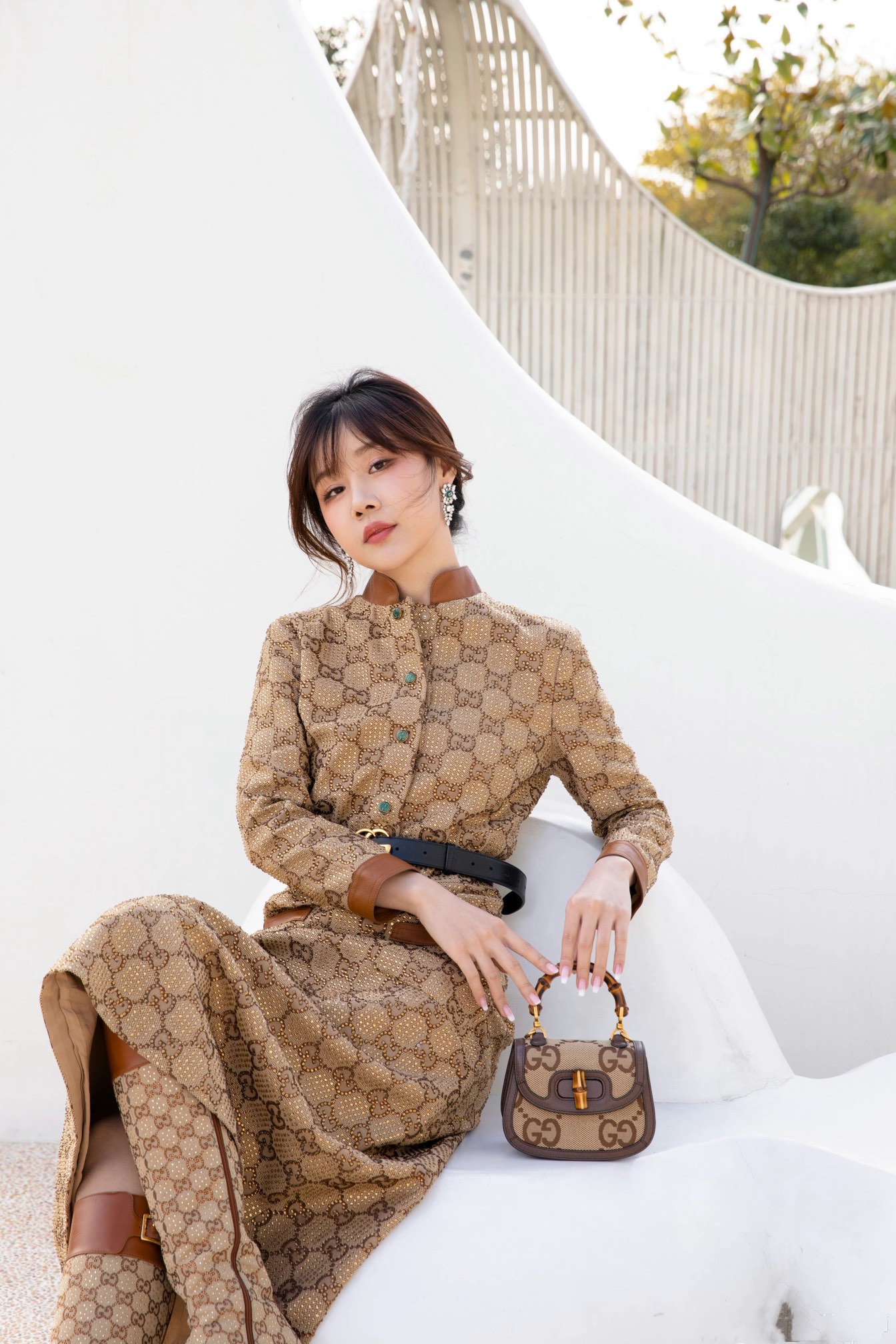 [Italian original leather accessories equipped with full set of packaging at the counter]The bamboo knot symbolizes Guccis endless design heritag