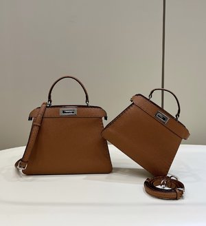Designer 1:1 Replica
 Fendi Peekaboo Bags Handbags Caramel Calfskin Cowhide