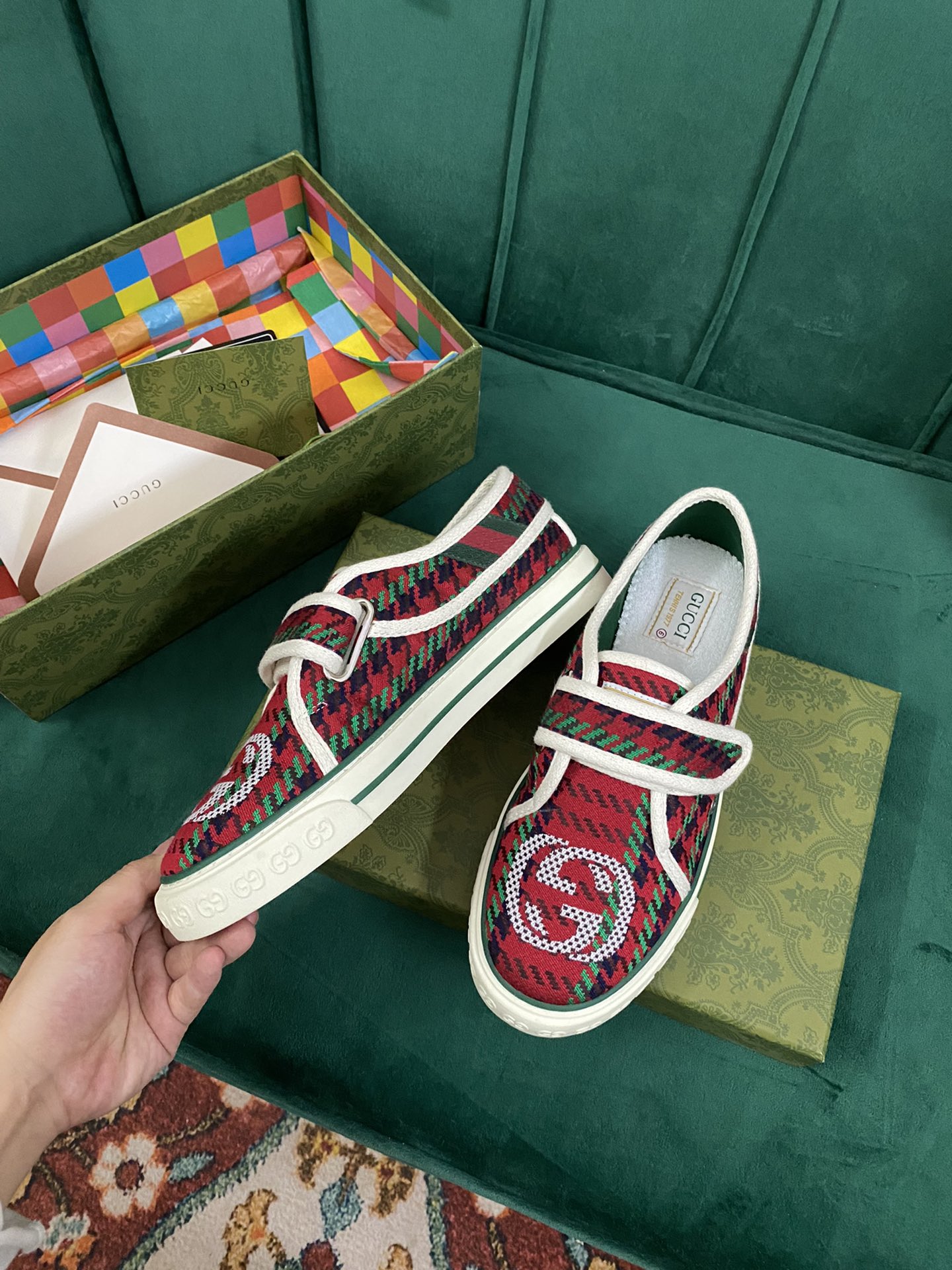 Versión superior. ¡Llegada Gucci tenis 1977 serie clásica izquierda zapatos de lona ...2022 modelos 