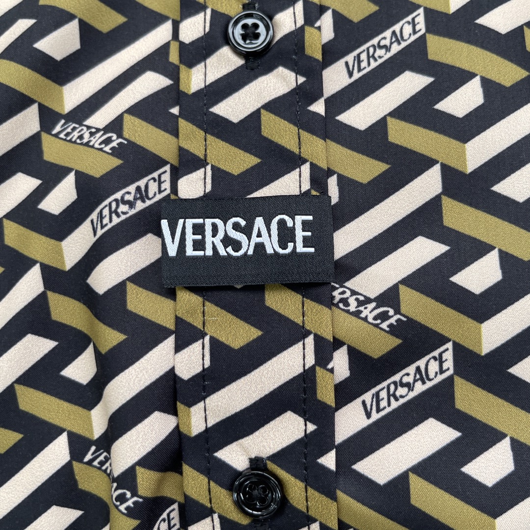 VERSAC 几何迷宫图案印花丝绸衬衫