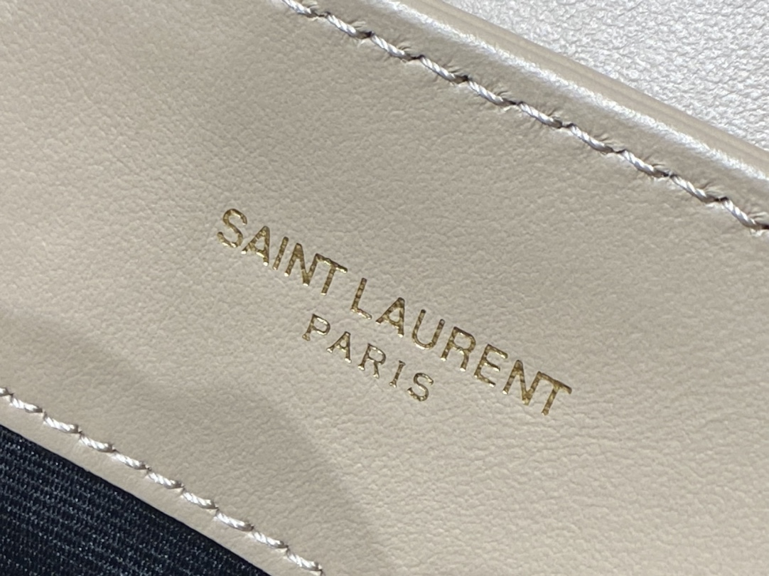 YSL LOULOU 23CM Y型绗缝链条包 494699杏色/金扣