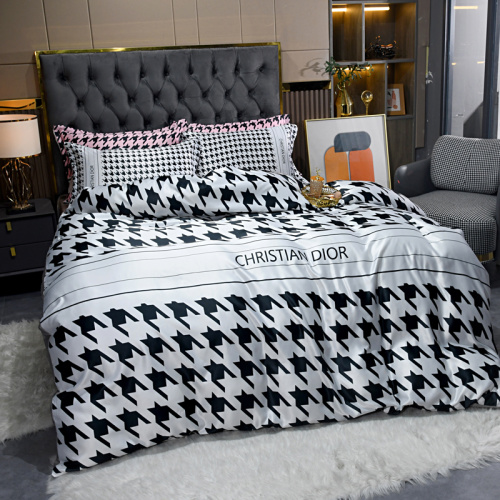 Christian Dior Houndstooth Washed Silk Bedding Set - Luxurious & Breathable 1 Christian Dior Houndstooth Washed Silk Bedding Set - Luxurious & Breathable