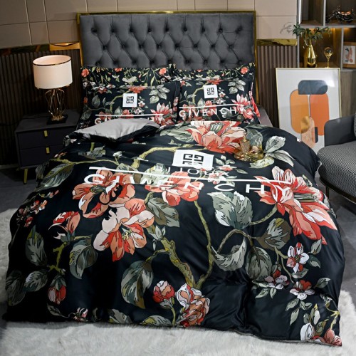 Givenchy Floral Print Silk Bedding Set - Luxurious & Breathable 1 Givenchy Floral Print Silk Bedding Set - Luxurious & Breathable
