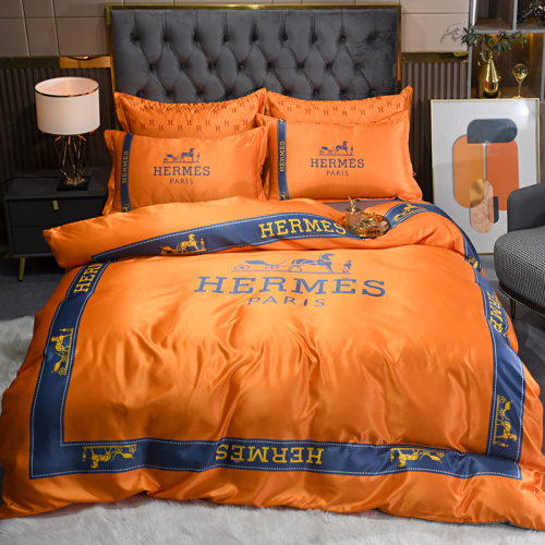 Hermès Paris Washed Silk Bedding Set - Luxury 4-Piece Bed Sheet 1 Hermès Paris Washed Silk Bedding Set - Luxury 4-Piece Bed Sheet
