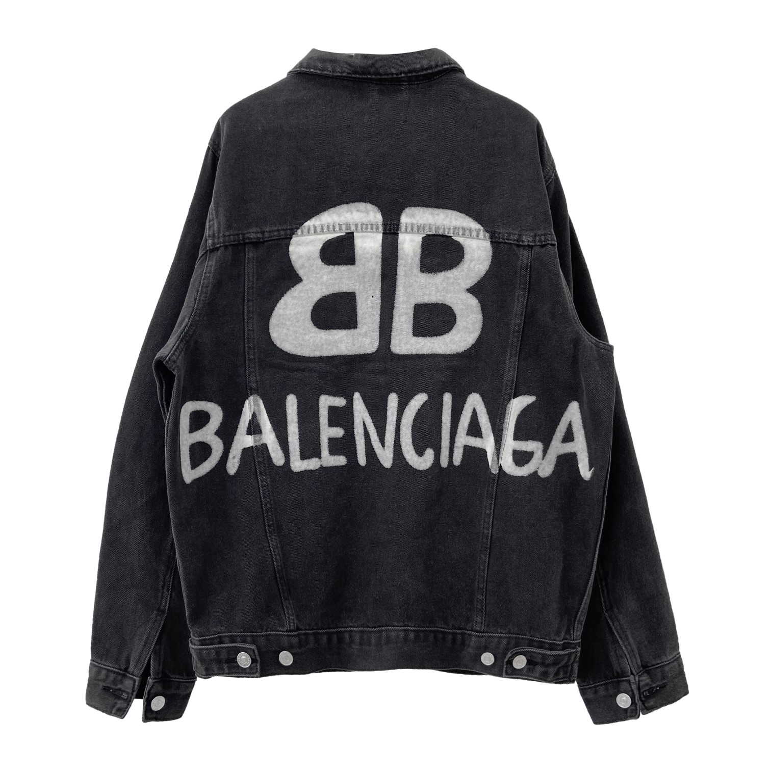 反光款 Balenciaga巴黎世家 22FW 双B涂鸦夜光反光复古水洗牛仔外套夹克