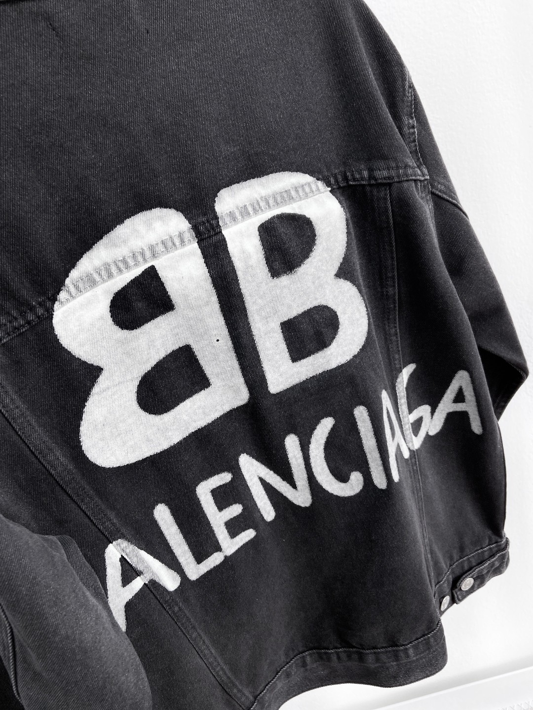 反光款 Balenciaga巴黎世家 22FW 双B涂鸦夜光反光复古水洗牛仔外套夹克