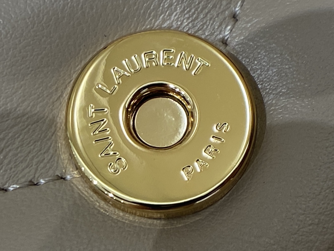 YSL LOULOU 23CM Y型绗缝链条包 494699杏色/金扣