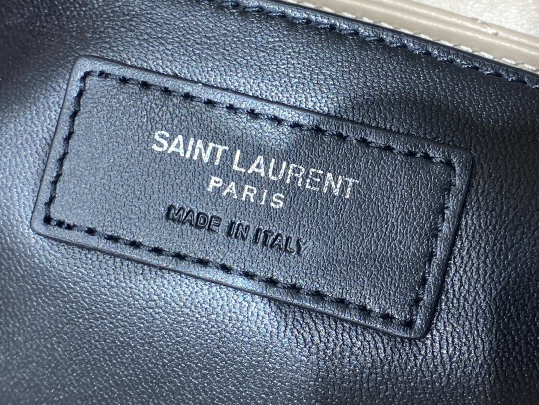 YSL LOULOU 23CM Y型绗缝链条包 494699杏色/银扣