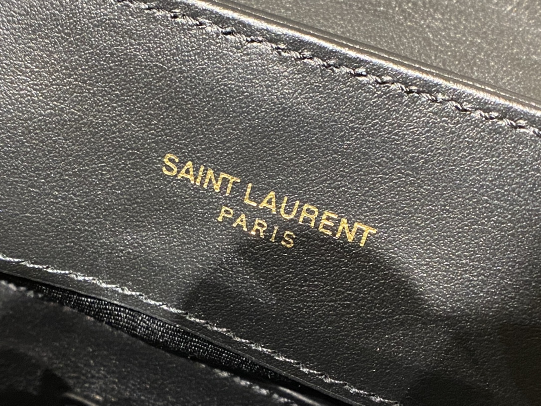YSL LOULOU 23CM Y型绗缝链条包 494699黑色/金扣