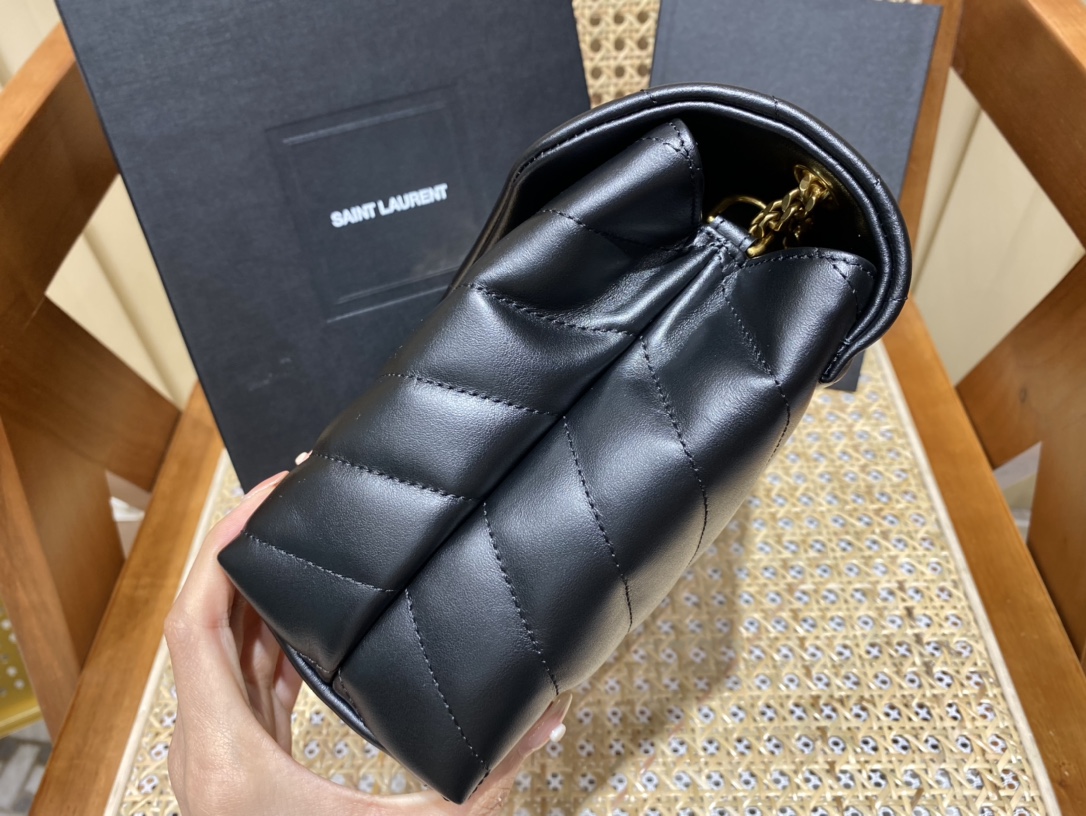 YSL LOULOU 23CM Y型绗缝链条包 494699黑色/金扣