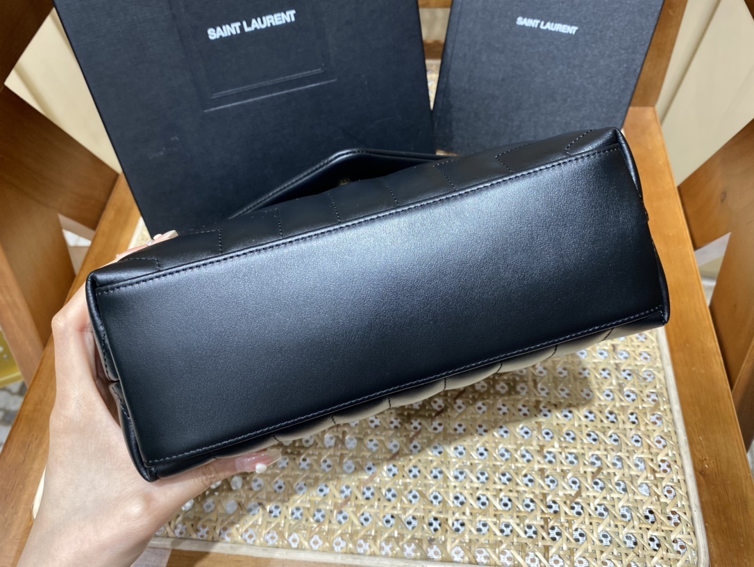 YSL LOULOU 23CM Y型绗缝链条包 494699黑色/金扣