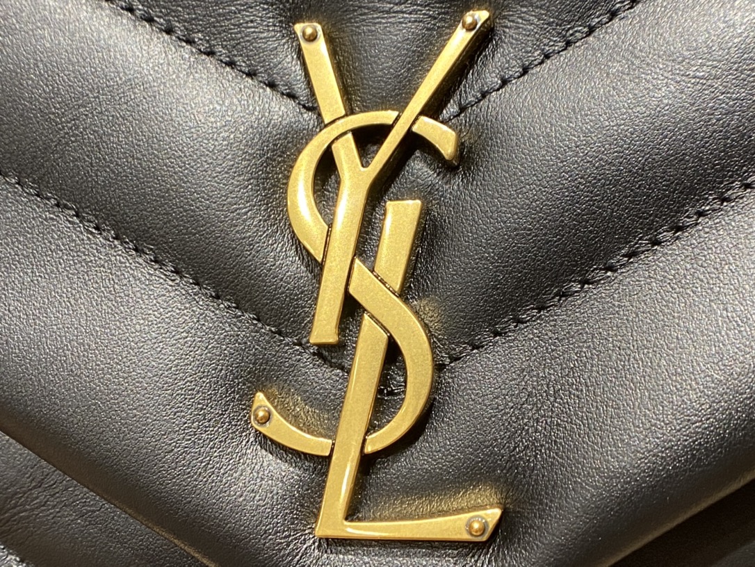 YSL LOULOU 23CM Y型绗缝链条包 494699黑色/金扣