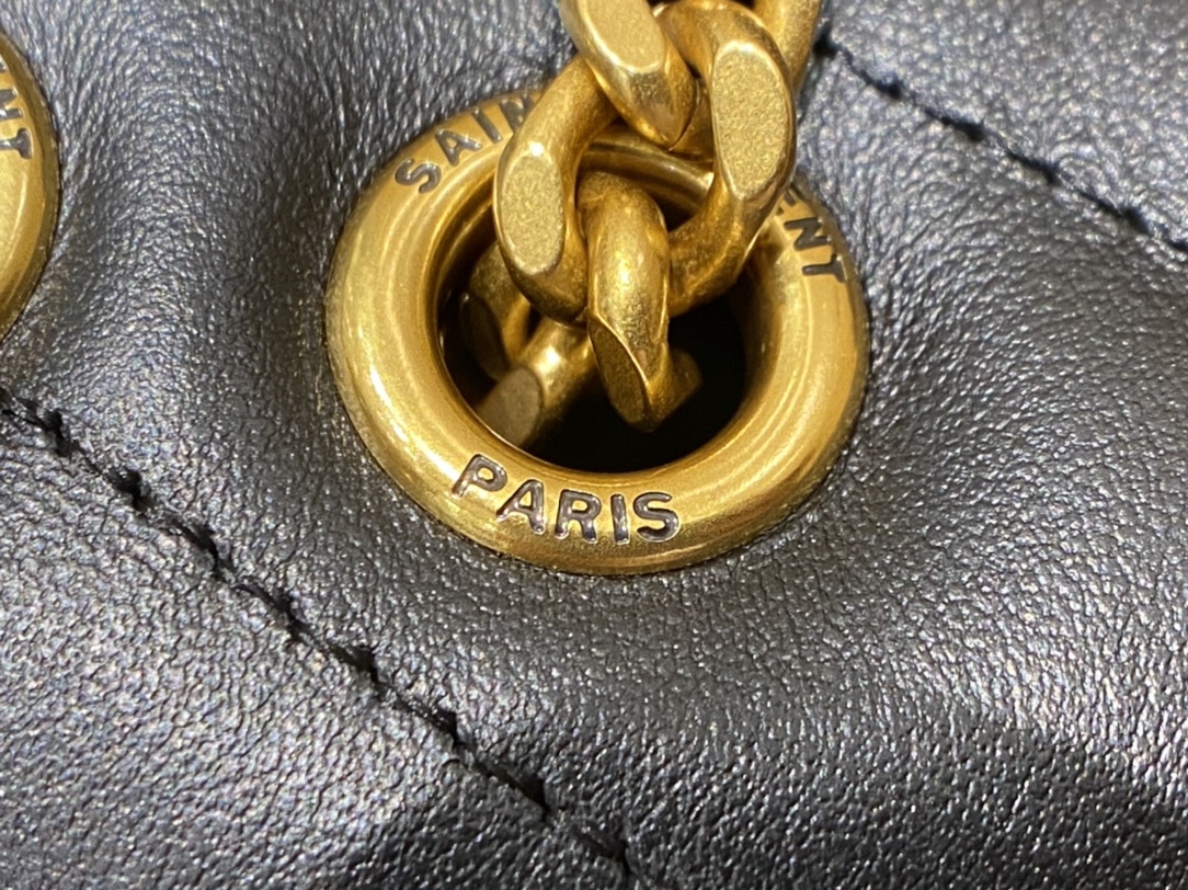 YSL LOULOU 23CM Y型绗缝链条包 494699黑色/金扣