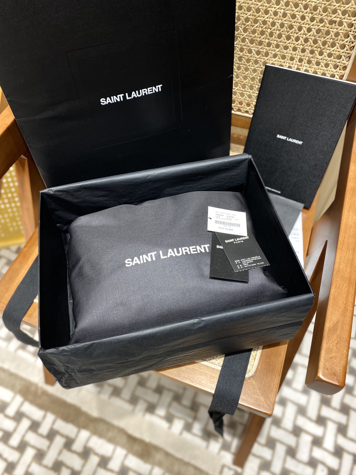 YSL LOULOU 23CM Y型绗缝链条包 494699黑色/金扣