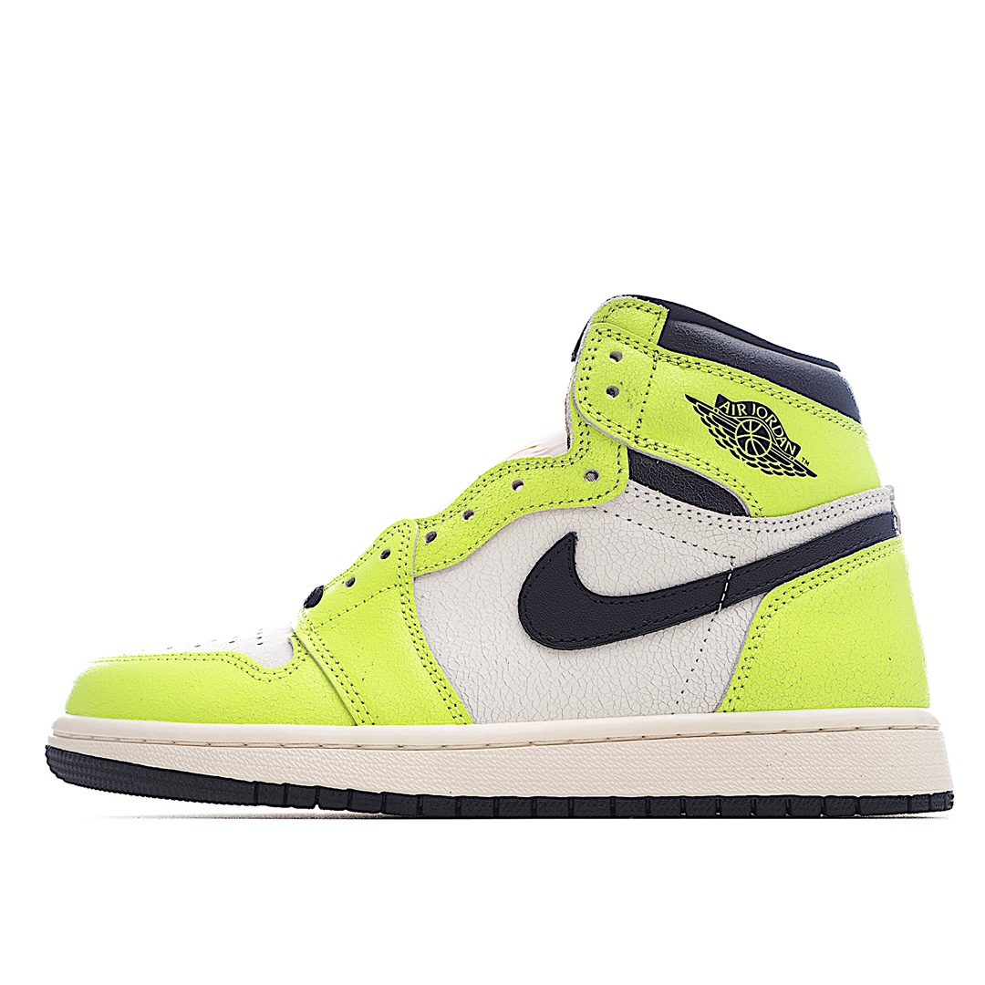 I5 Air Jordan 1 Retro High Og“Obsidian”荧光绿独家男码鞋楦 原厂头层材质 独家3D飞翼私模 后跟完美定型小蛮腰 原装工艺、细节 正确竖纹防尘纸 中高端版本首选