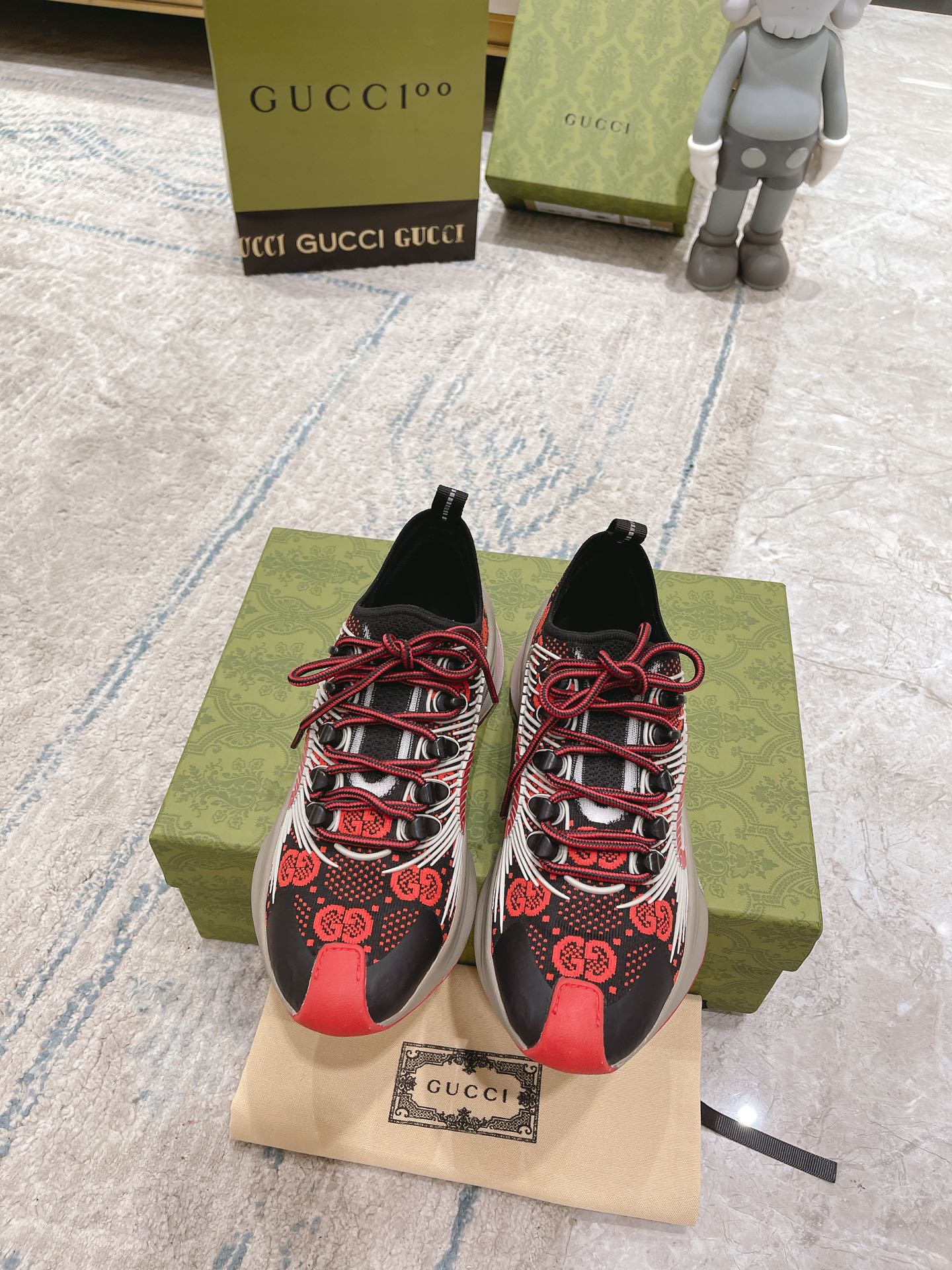 Gucci Buty sportowe Zielony Tkanina Dzianiny Kolekcja wiosenno-letnia Spodnie dresowe