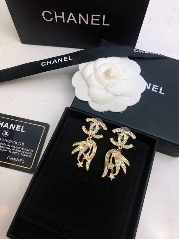 Chanel mirror quality Jewelry Earring Top brands like Yellow Set With Diamonds 925 Silver Brass Spring/Summer Collection Fashion