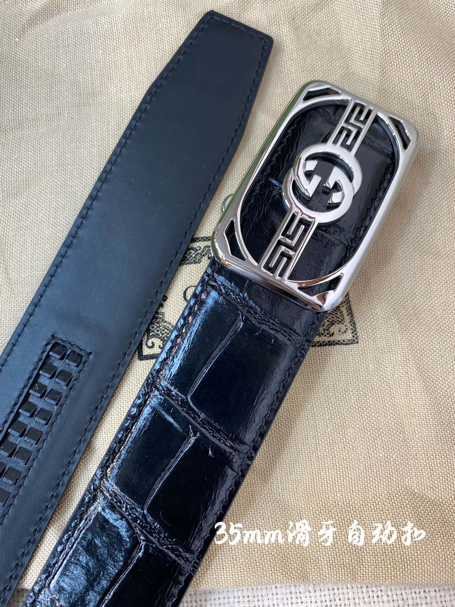 I5 Gucci 古奇 男士自动腰带- 宽度35MM 316精品钢扣 精工打造 手感柔软 可以裁剪