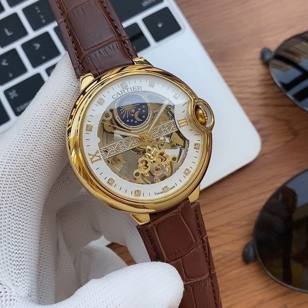 Cartier Watch Men Calfskin Cowhide Automatic Mechanical Movement