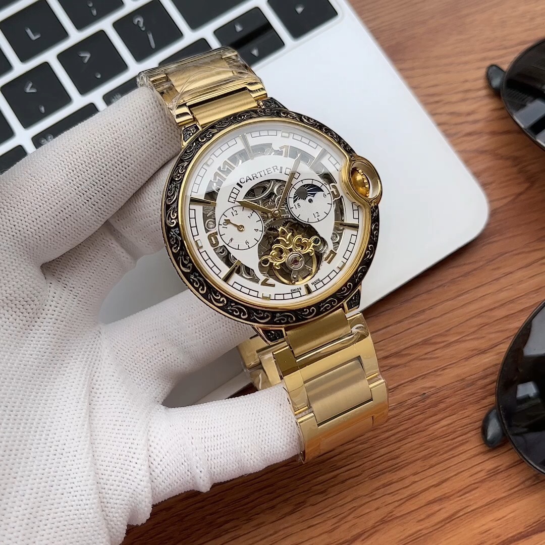 Cartier Watch Men Calfskin Cowhide Automatic Mechanical Movement