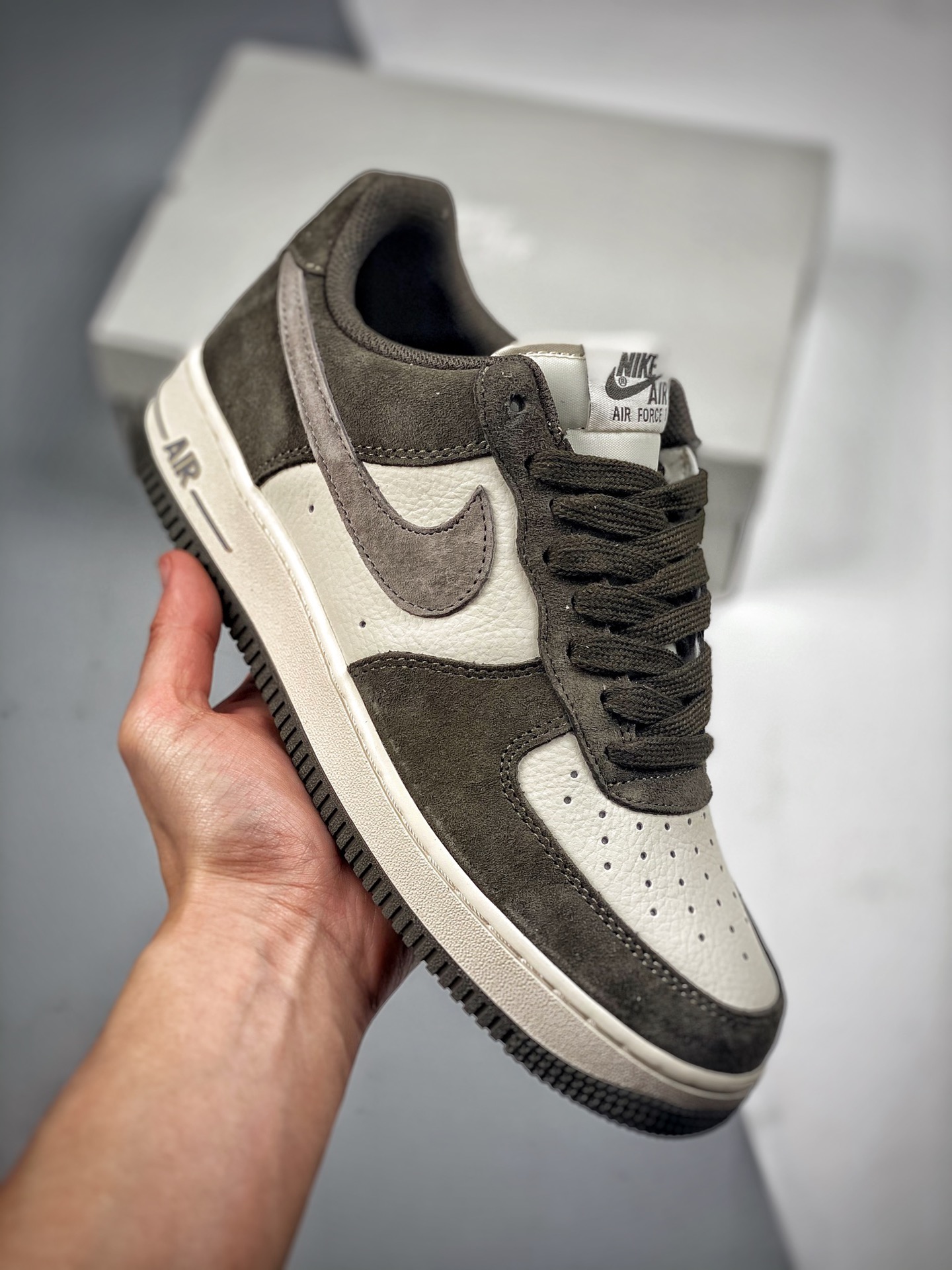 Nike Air Force 1 Low 07 gray and brown color scheme, Air Force 1 low-top casual skate shoes, original suede, original l…