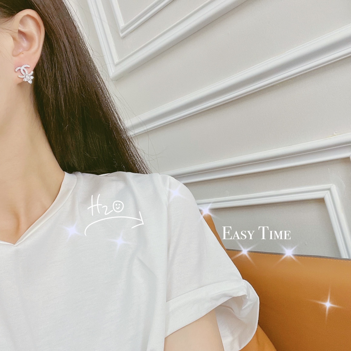 新款☑️CHANEL香奈儿双c四叶草珍珠耳钉耳环
