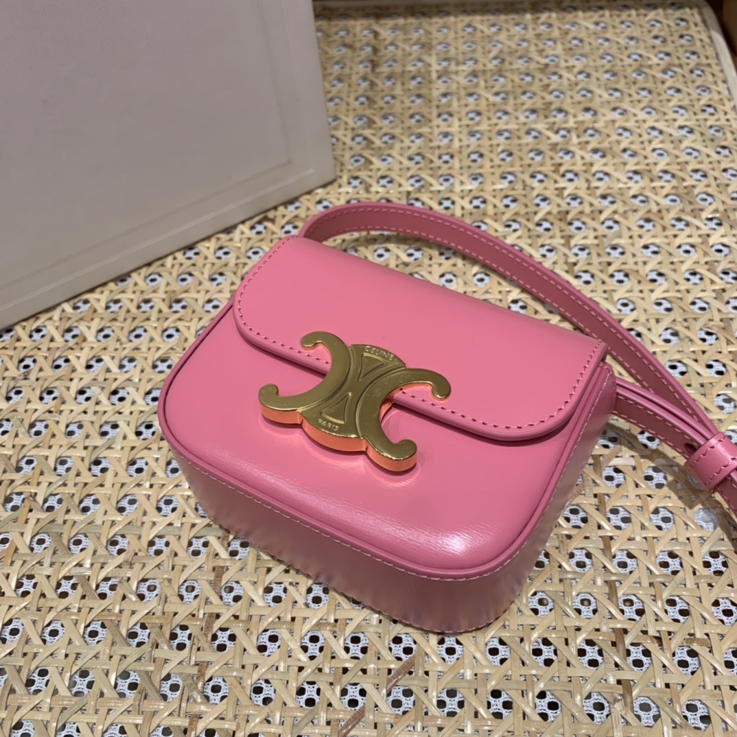 CELINE MINI TRIOMPHE 11CM BAG 10I513艳粉色