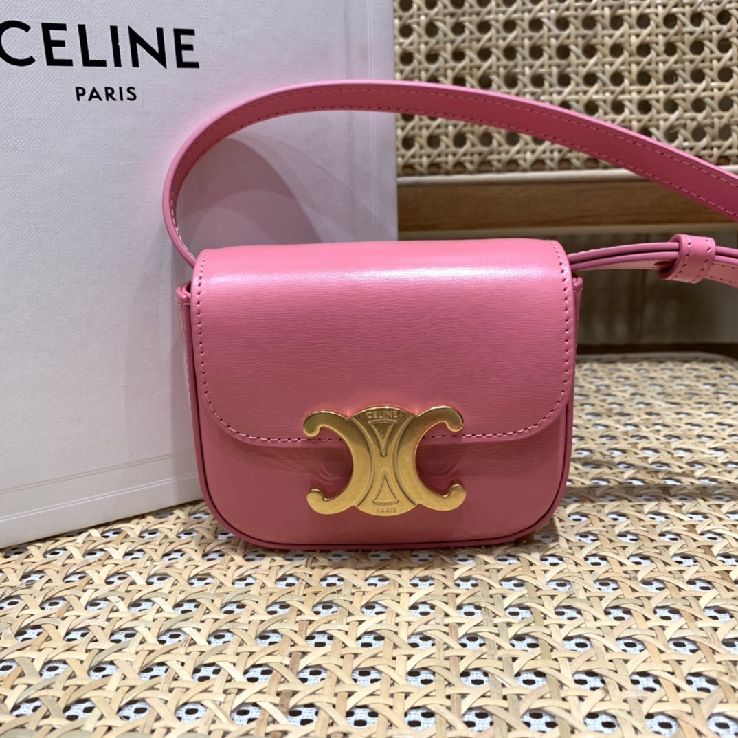 CELINE MINI TRIOMPHE 11CM BAG 10I513艳粉色