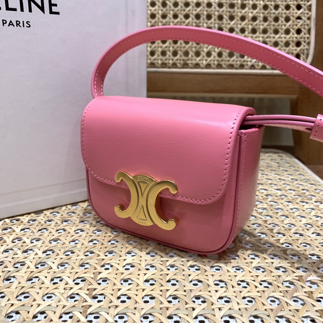 CELINE MINI TRIOMPHE 11CM BAG 10I513艳粉色