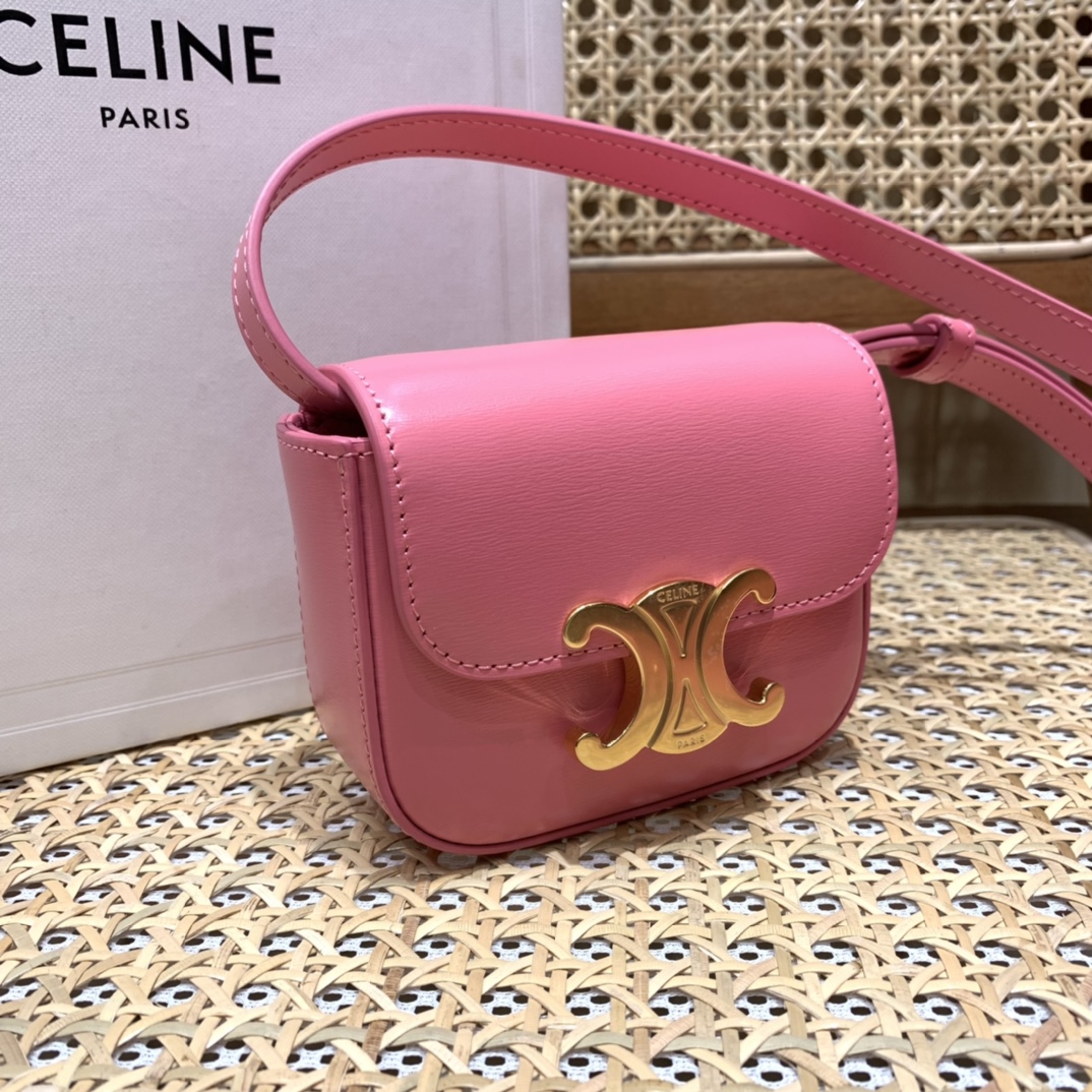 CELINE MINI TRIOMPHE 11CM BAG 10I513艳粉色