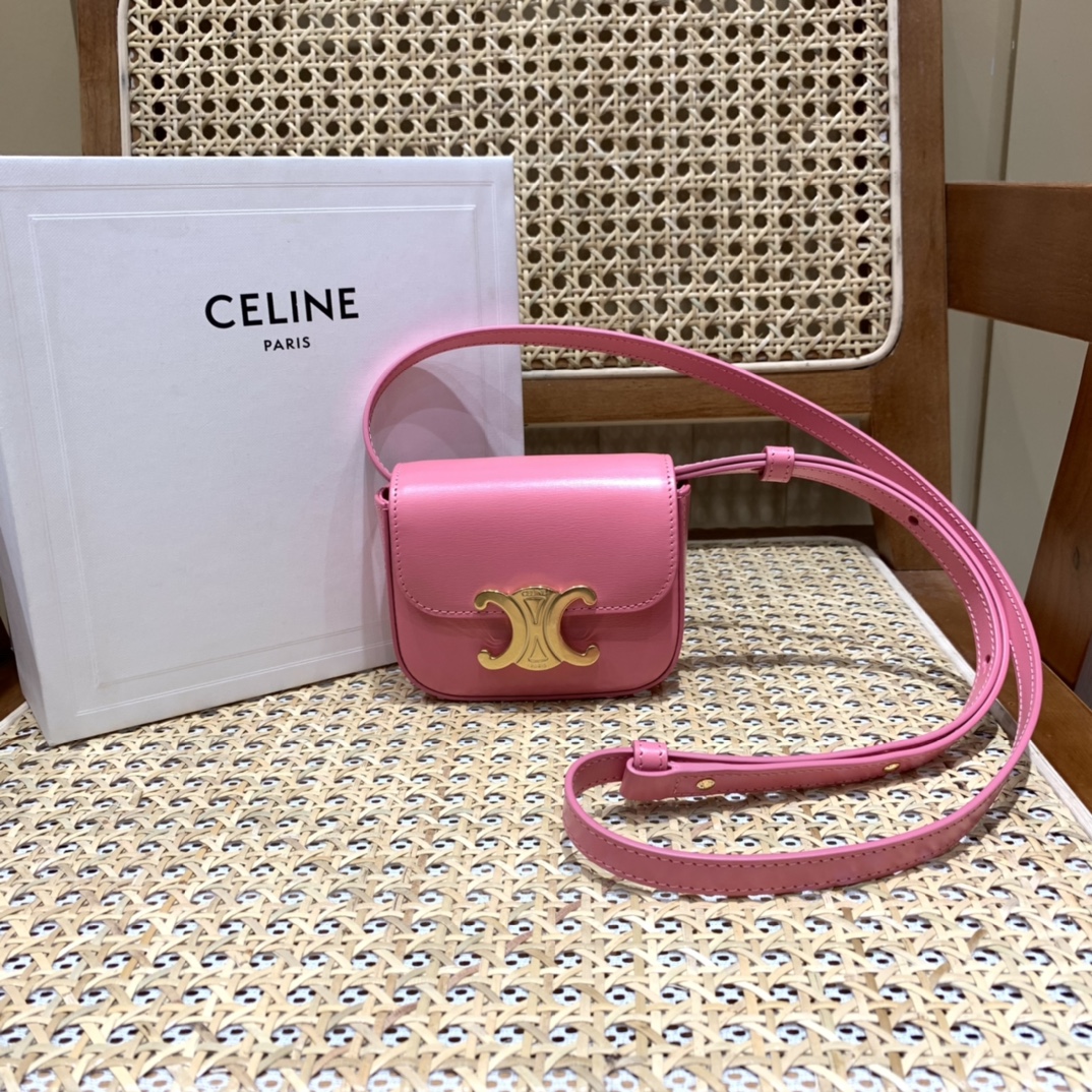 CELINE MINI TRIOMPHE 11CM BAG 10I513艳粉色