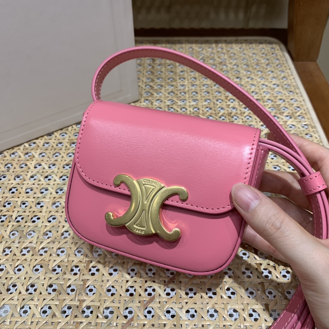 CELINE MINI TRIOMPHE 11CM BAG 10I513艳粉色