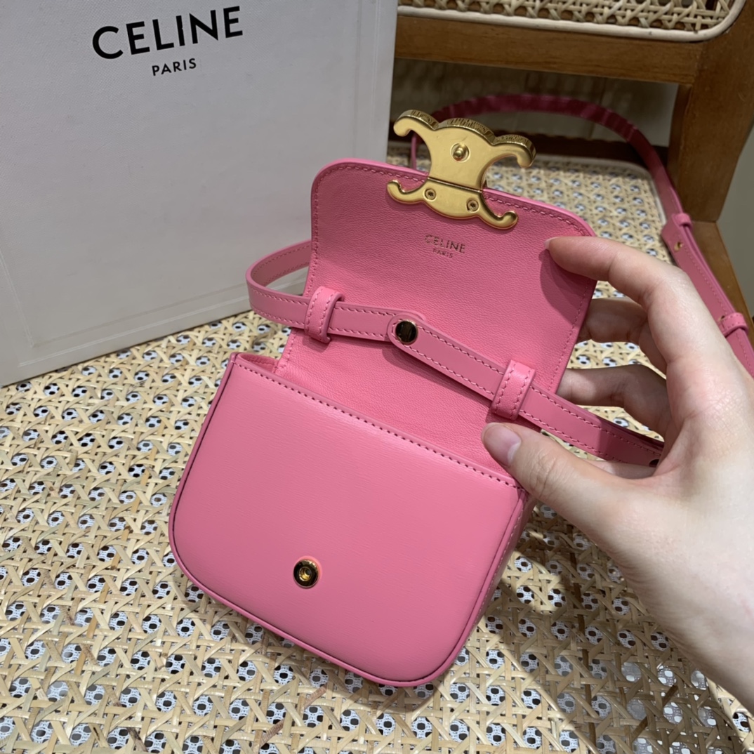 CELINE MINI TRIOMPHE 11CM BAG 10I513艳粉色