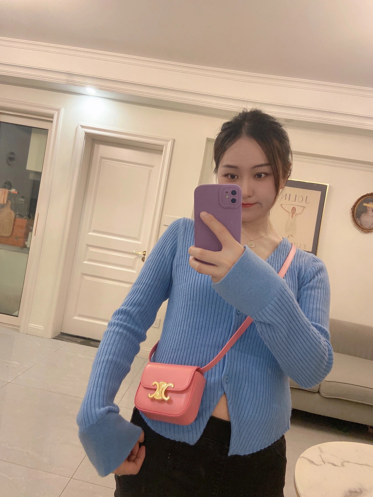 CELINE MINI TRIOMPHE 11CM BAG 10I513艳粉色