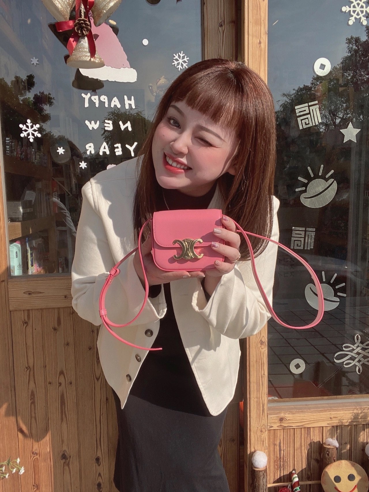 CELINE MINI TRIOMPHE 11CM BAG 10I513艳粉色