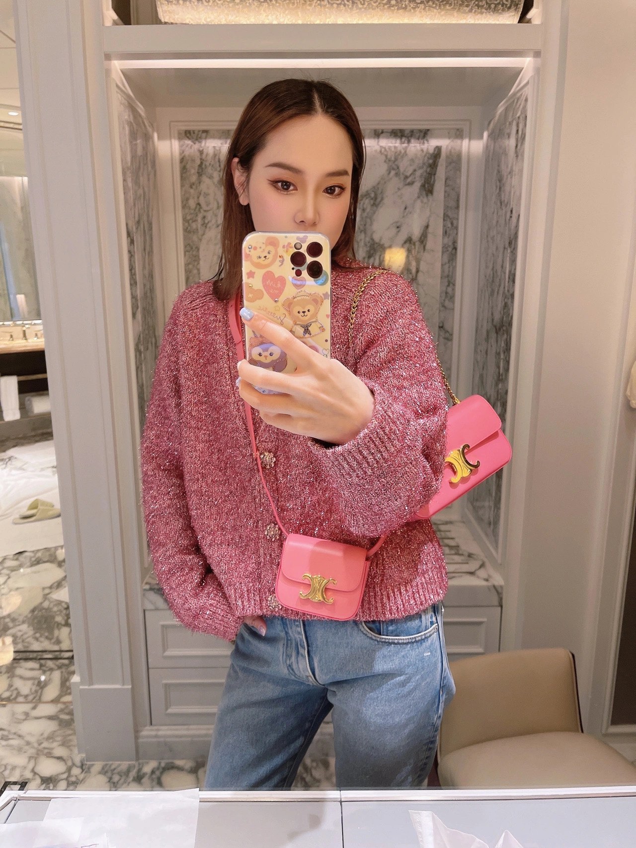 CELINE MINI TRIOMPHE 11CM BAG 10I513艳粉色
