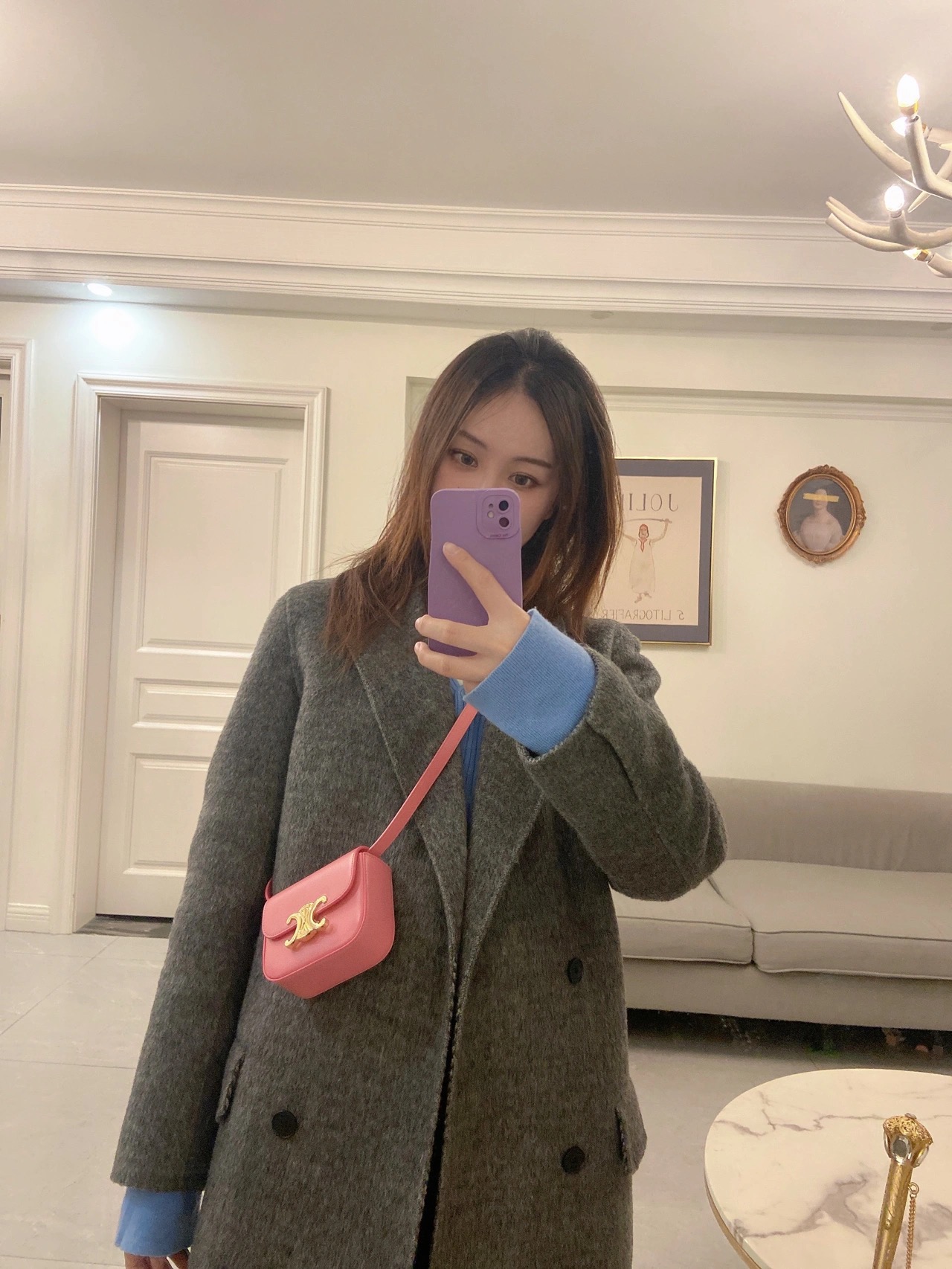 CELINE MINI TRIOMPHE 11CM BAG 10I513艳粉色