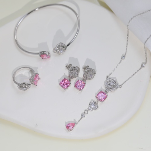 Piaget Pink Gemstone Rose Necklace - Platinum Plated with Sparkling Diamonds 1 Piaget Pink Gemstone Rose Necklace - Platinum Plated with Sparkling Diamonds