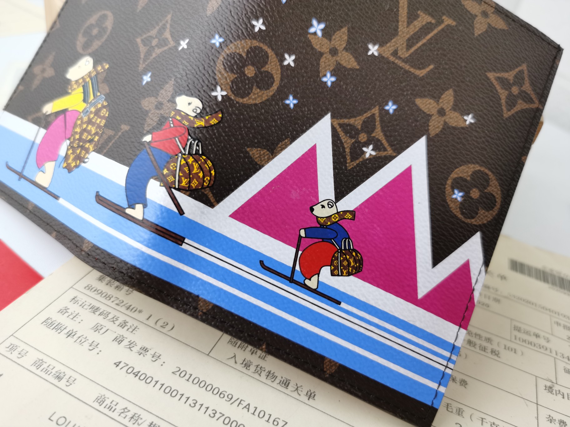 Leather passport holder open