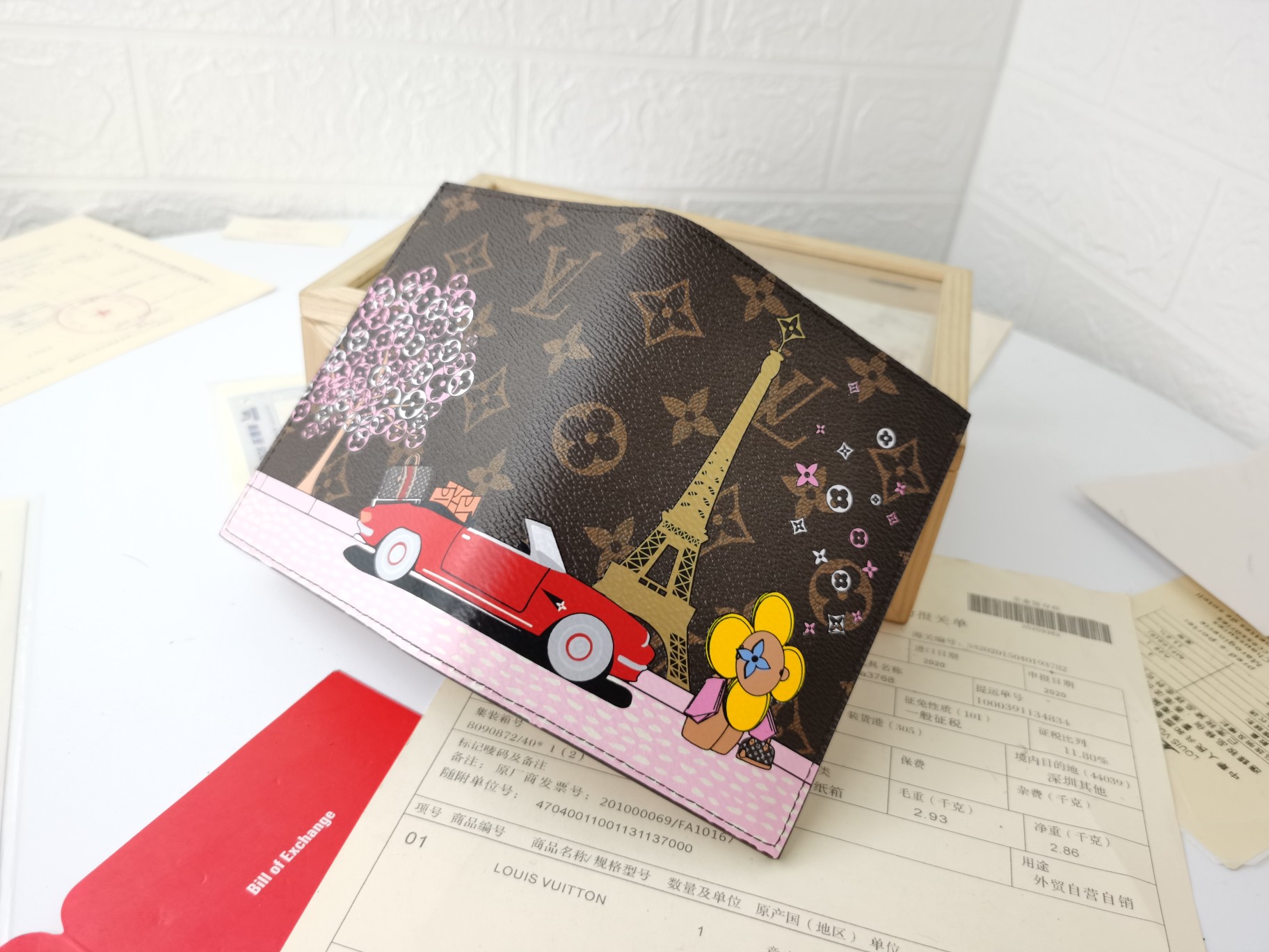 Close-up of the card slots inside the passport cover.