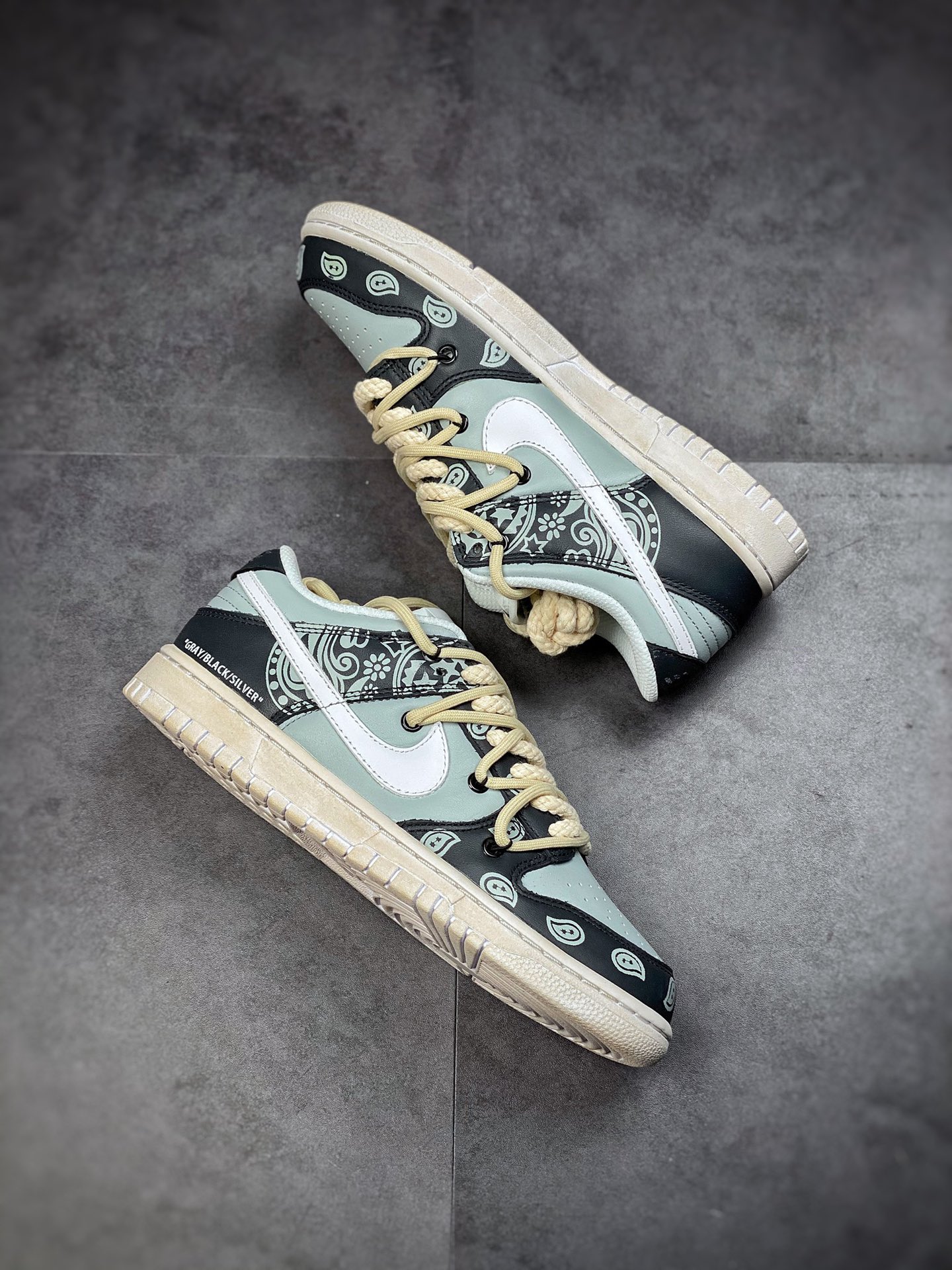 380 Nike Dunk Low “Retro”解构鞋带 Vibe风做旧皮革高街男女款烟灰色 DD1503-109