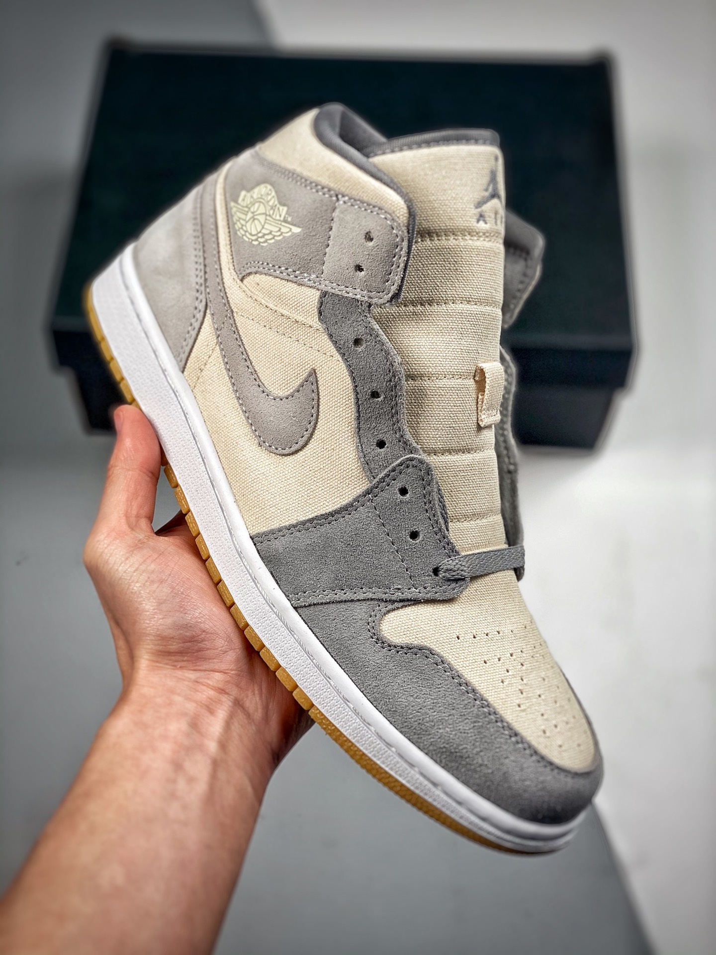 Push Hands 4, versión verificable, Air Jordan 1 Mid gris claro, leche, la mejor versión de gama media del mercado, cali…