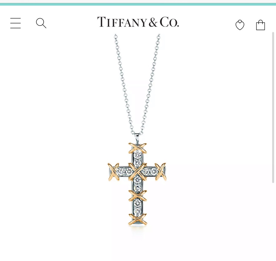 Tiffany & Co. Cross Pendant Necklace in Silver and Gold with Diamonds 1 Tiffany & Co. Cross Pendant Necklace in Silver and Gold with Diamonds